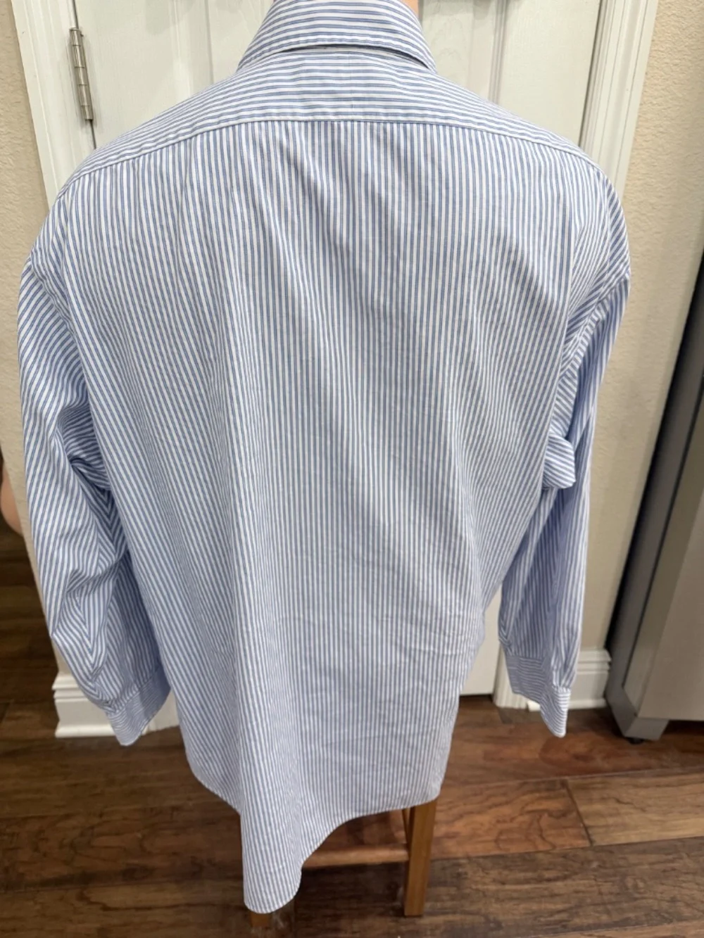 Polo Ralph Lauren Lowell Dress Shirt Mens 18 32/33 Blue Stripe 100% Cotton